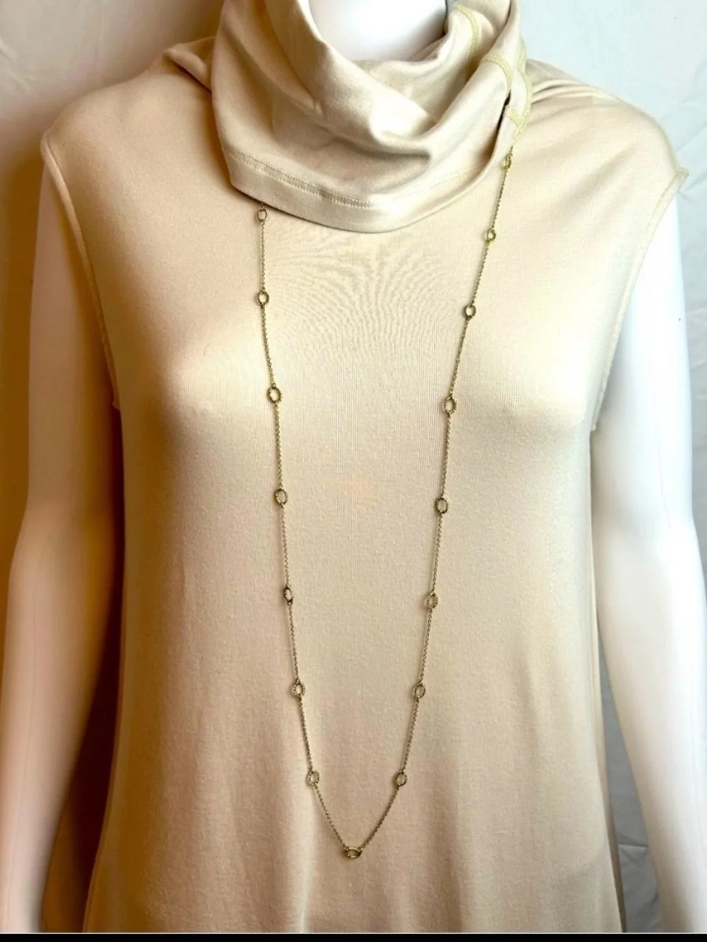 Nordstrom Gold Tone Long Oval Station Necklace Layering Jewelry